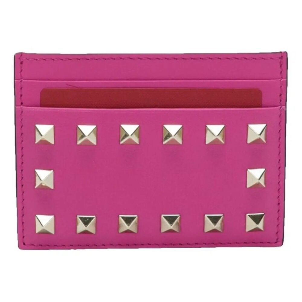 NWOT Authentic Valentino Garavani Hot Pink Rockstud Leather Card Holder Wallet